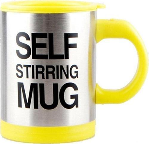 Kendi Kendini Karıştıran Mikser Kupa Termos Bardak Self Stirring Mug Sarı