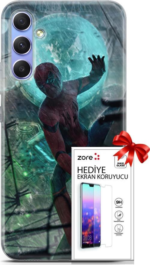 Samsung Galaxy A34 5G Kılıf Orijinal Seri Supers 19 Marvel Movie Tam Koruma Kılıf + Ekran Koruyucu
