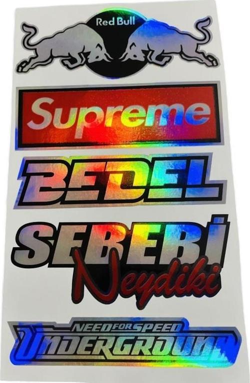 Hologramlı Karışık Motosiklet Sticker 14CM X 25CM