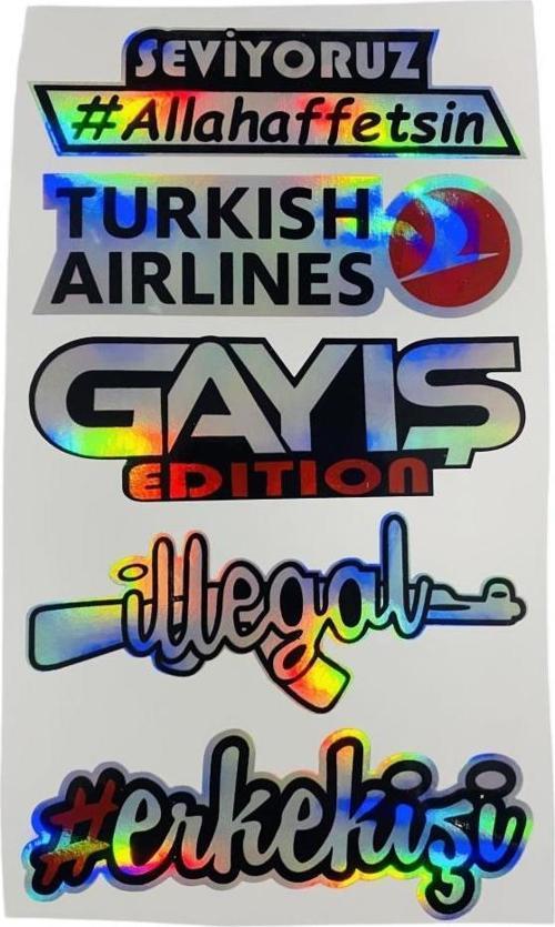 Hologramlı Karışık Motosiklet Sticker 14CM X 25CM
