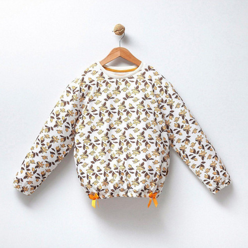 Kız Çocuk Çicek Baskılı Fiyonklu 2İp Sweatshirt