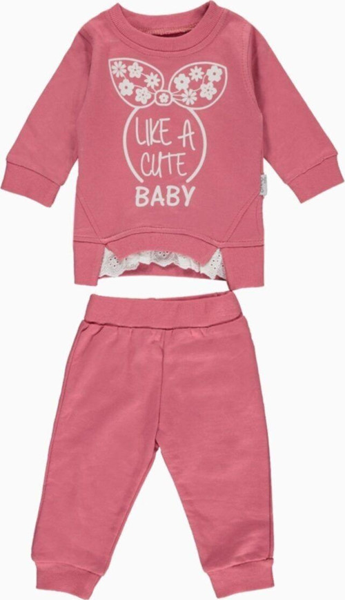 Cute Baby Kız Bebek Al Üst Penye 2Li Takım