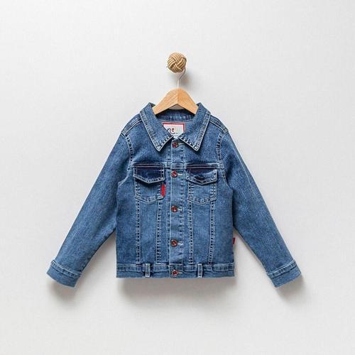 Basic Unisex Çocuk Mavi Kot Ceket