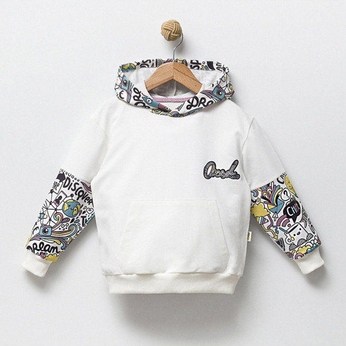 Kız Çocuk Yazı Baskılı Kapüşonlu 2İp Sweatshirt