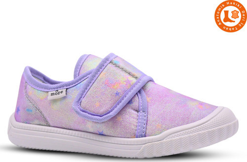 Violet Kız Çocuk Ev ve Kreş Ayakkabısı Parlak Kumaş Lila