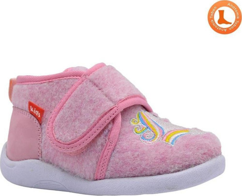 Rosy Unicorn Figürü Nakışlı Kız Çocuk Keçe Panduf Pembe