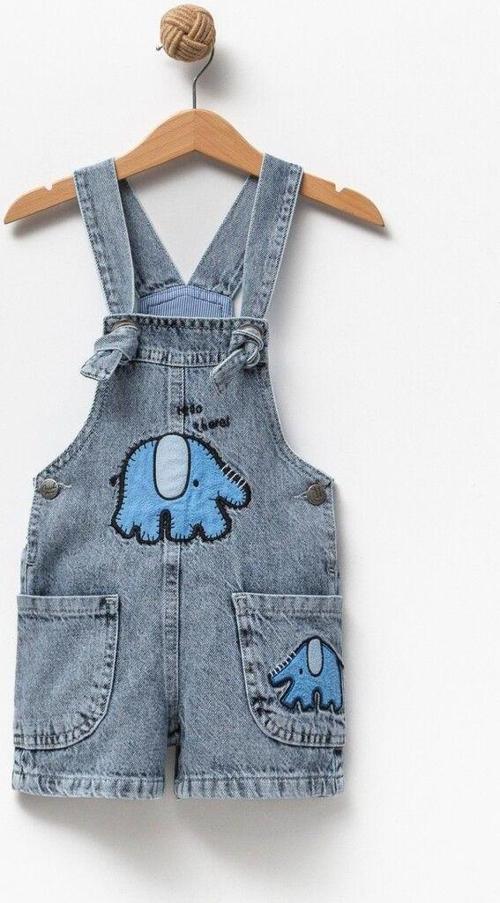 Erkek Çocuk Siyah Kot Şort Salopet