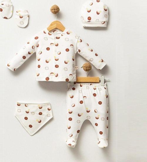 Coconut Desenli Pamuklu Yeni Doğan 5Li Set