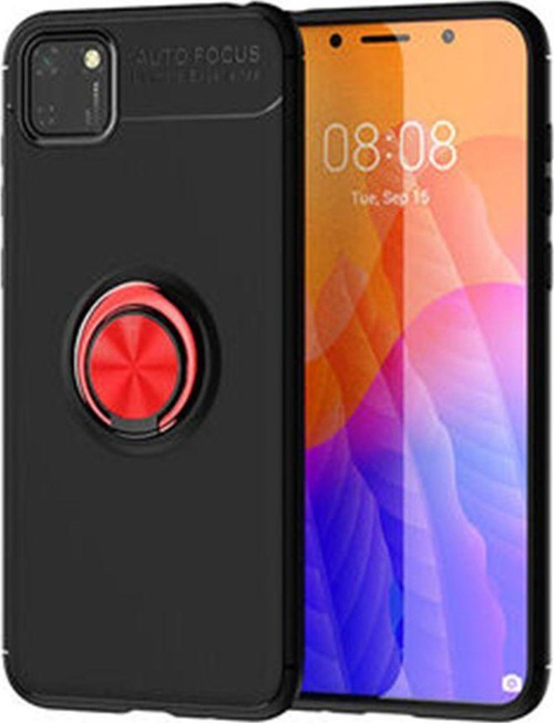 Huawei Y5P Uyumlu Ravel Seri Arka Koruma Kılıf - Siyah-Kırmızı
