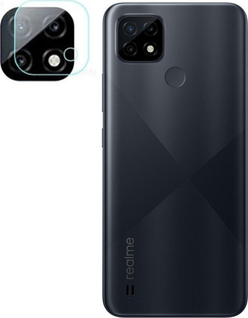 Realme C21 Uyumlu Çerçeveli Kamera Camı - Siyah