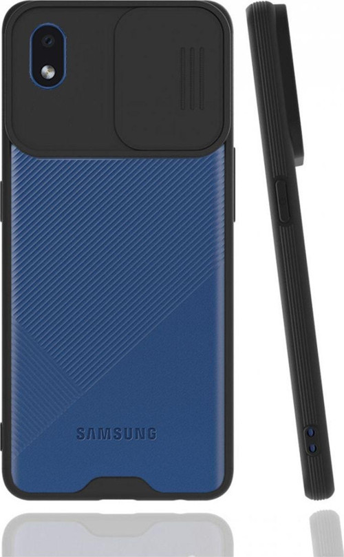 Samsung Galaxy A01 Core Uyumlu Platin Kamera Kızaklı Arka Koruma Kılıf - Siyah