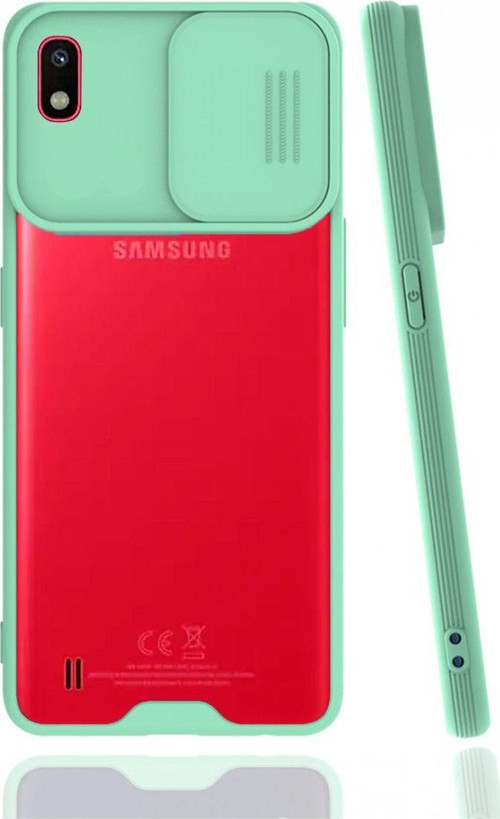 Samsung Galaxy A10 Uyumlu Platin Kamera Kızaklı Arka Koruma Kılıf - Su Yeşili