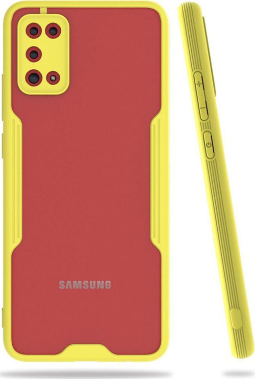 Samsung Galaxy A02S Uyumlu Platin Seri Arka Koruma Kılıf - Sarı