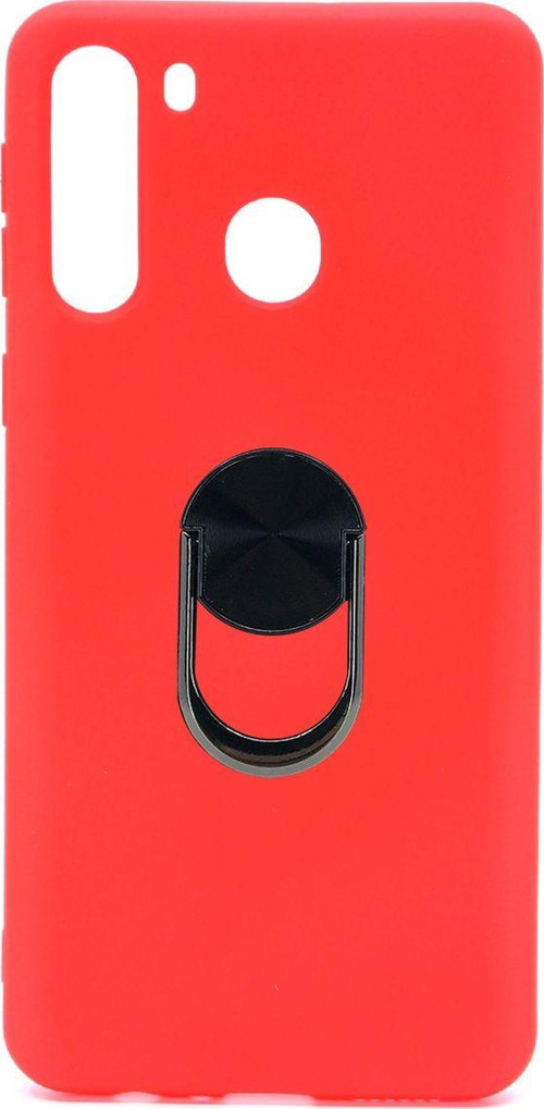 Samsung Galaxy A21 Uyumlu Leather Ring Nano Arka Koruma Kılıf - Kırmızı