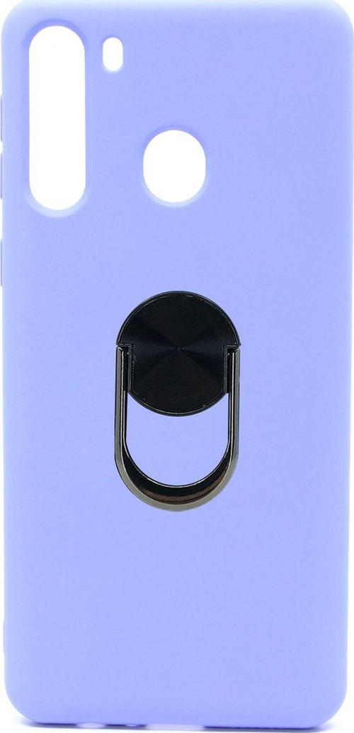 Samsung Galaxy A21 Uyumlu Leather Ring Nano Arka Koruma Kılıf - Mor