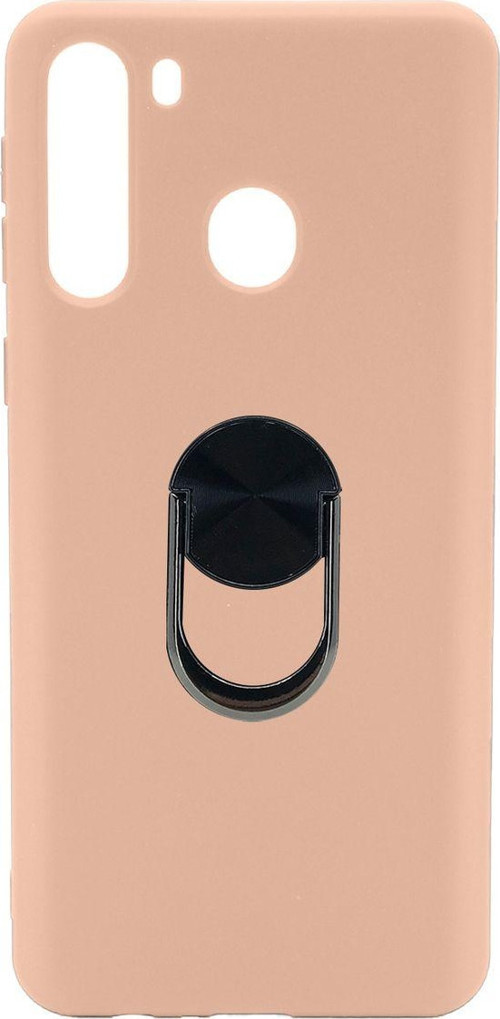 Samsung Galaxy A21 Uyumlu Leather Ring Nano Arka Koruma Kılıf - Pembe