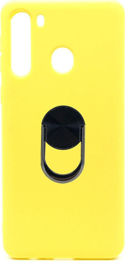 Samsung Galaxy A21 Uyumlu Leather Ring Nano Arka Koruma Kılıf - Sarı