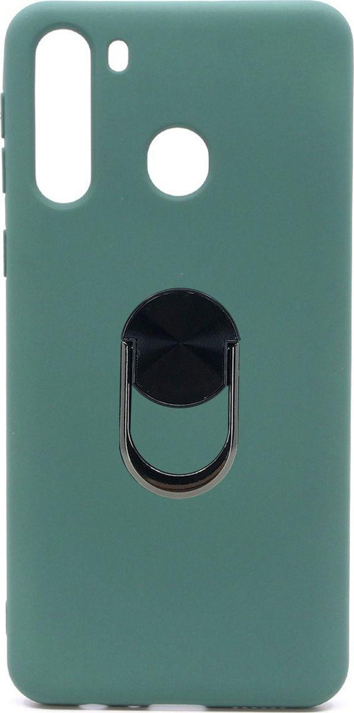 Samsung Galaxy A21 Uyumlu Leather Ring Nano Arka Koruma Kılıf - Yeşil
