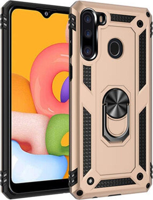 Samsung Galaxy A21 Uyumlu Panzer Seri Arka Koruma Kılıf - Gold