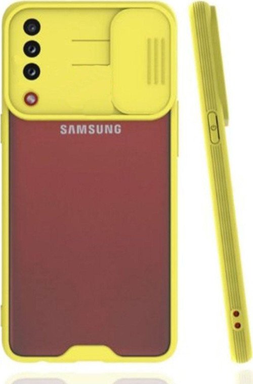 Samsung Galaxy A30 Uyumlu Platin Kamera Kızaklı Arka Koruma Kılıf - Sarı