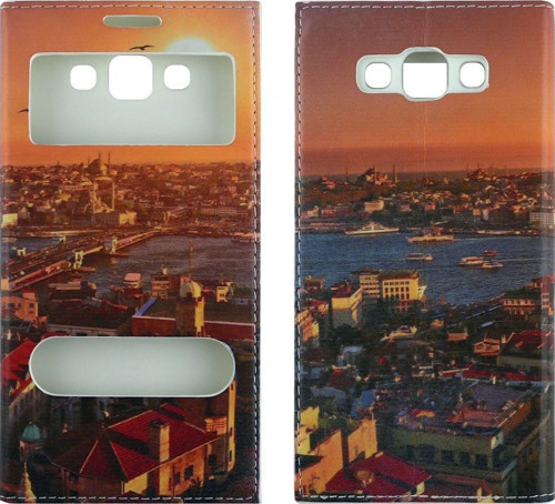 Samsung Galaxy E700 E7 2015 Uyumlu Pencereli Kapaklı Kılıf