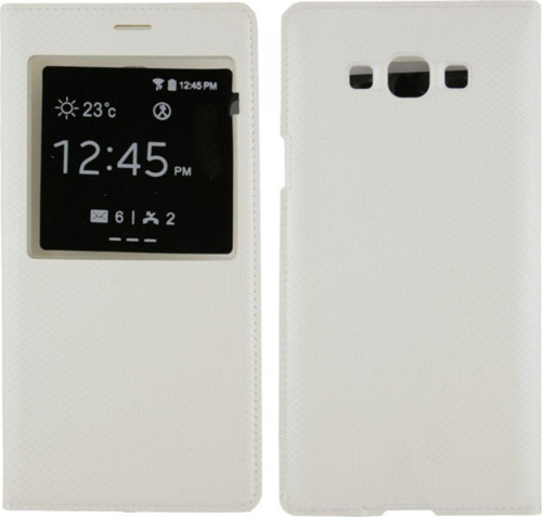 Samsung Galaxy A8 Uyumlu Pencereli Kapaklı Kılıf - Beyaz