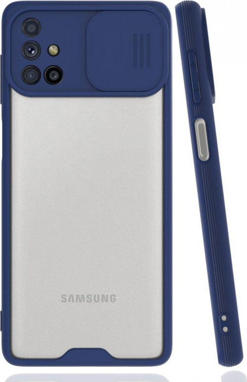 Samsung Galaxy M51 Uyumlu Platin Kamera Kızaklı Arka Koruma Kılıf - Lacivert