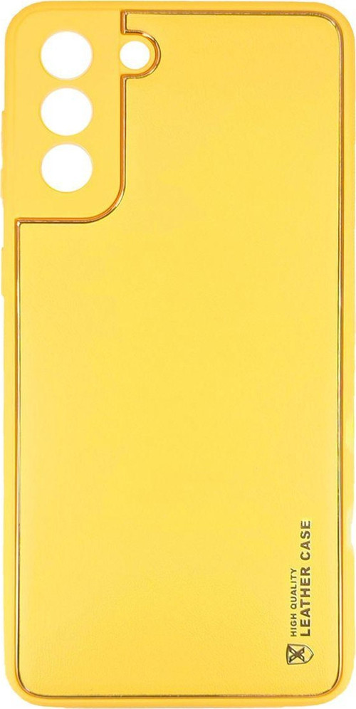 Samsung Galaxy S21 Plus Uyumlu Coco Leather Seri Arka Koruma Kılıf - Sarı