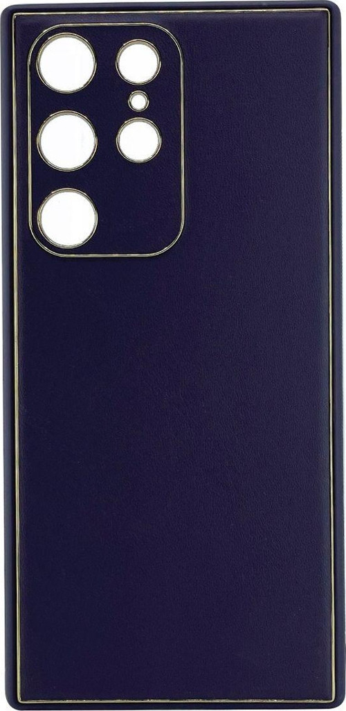 Samsung Galaxy S23 Ultra Uyumlu Coco Leather Seri Arka Koruma Kılıf - Derin Mor