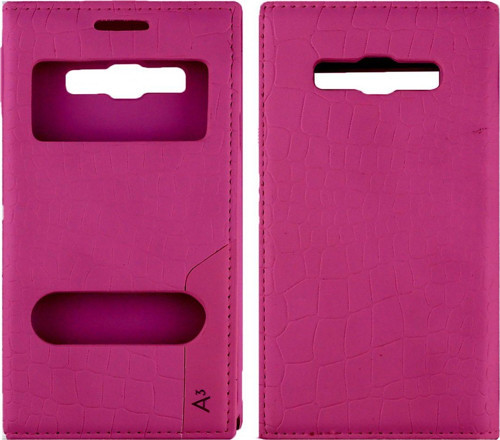 Samsung Samsung Galaxy A300 A3 2015 Uyumlu Pencereli Kapaklı Kılıf - Pembe