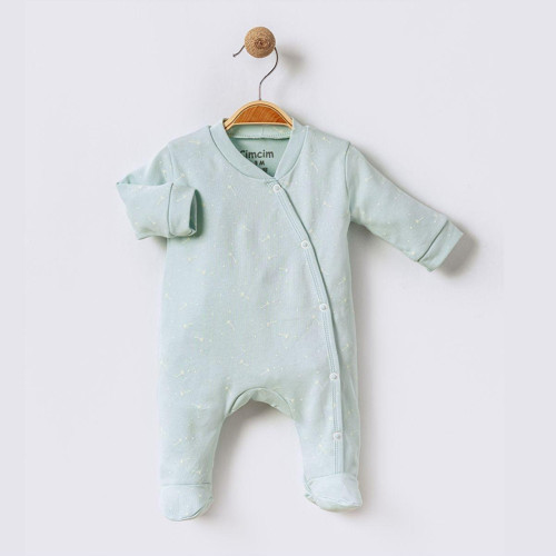 Yıldızlı Bebek Tulum Mint Yeşili 3-6 Ay
