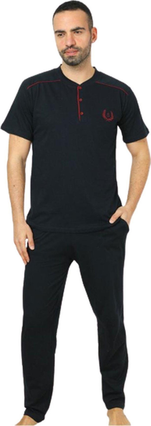 Erkek Pamuklu Lacivert Kısa Kol İnce Pijama Takımı 1022 - 1 Adet Lacivert-XL