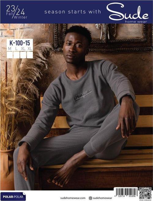 Erkek Kışlık Polar Pijama Takımı K100/15 - 1 Adet Antrasit-2XL