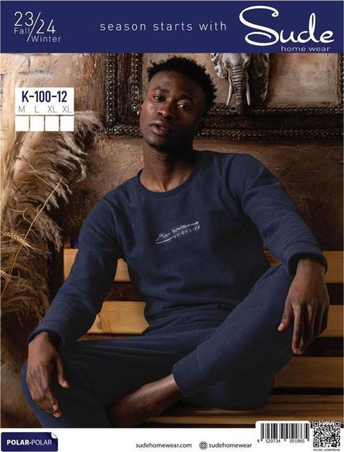 Erkek Kışlık Polar Pijama Takımı K100/12 - 1 Adet Lacivert-2XL