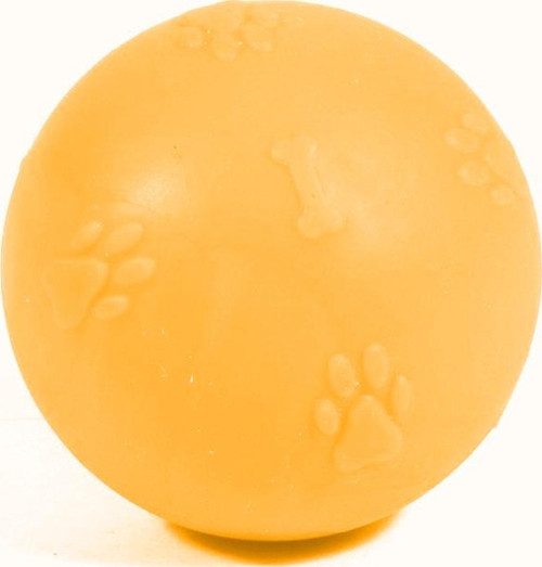Termoplastik Pati Desenli Sert Köpek Oyun Topu 7 cm Sarı