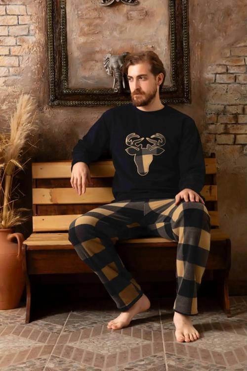Erkek Kışlık Polar Pijama Takımı K100/51 - 1 Adet Siyah-2XL