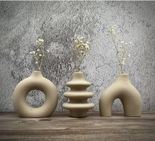 Minimal Vazo Set Dekoratif 3’Lü Biblo Mocha