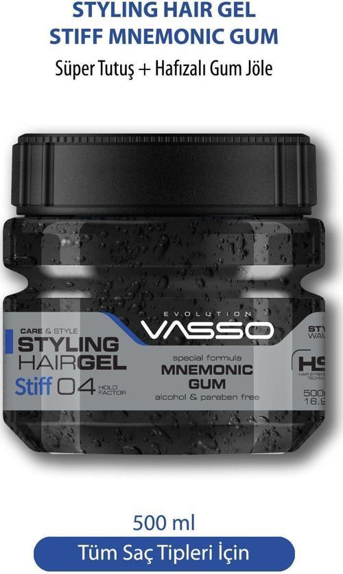 24 Saat Üstün Tutucu Özellikli Islak Görünümlü Hafızalı Saç Jölesi Stiff Mnemonic Gum Gel 500 Ml