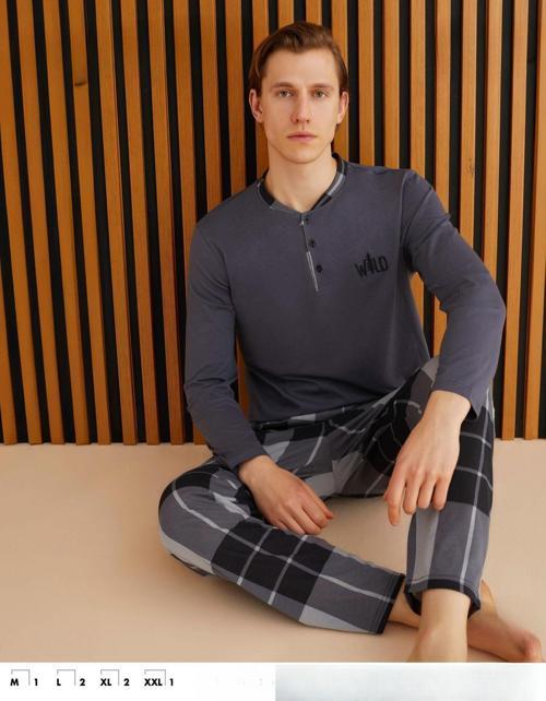Erkek Süprem Uzun Kol İnce Pijama Takımı 6300 / 13 - 1 Adet Antrasit-2XL