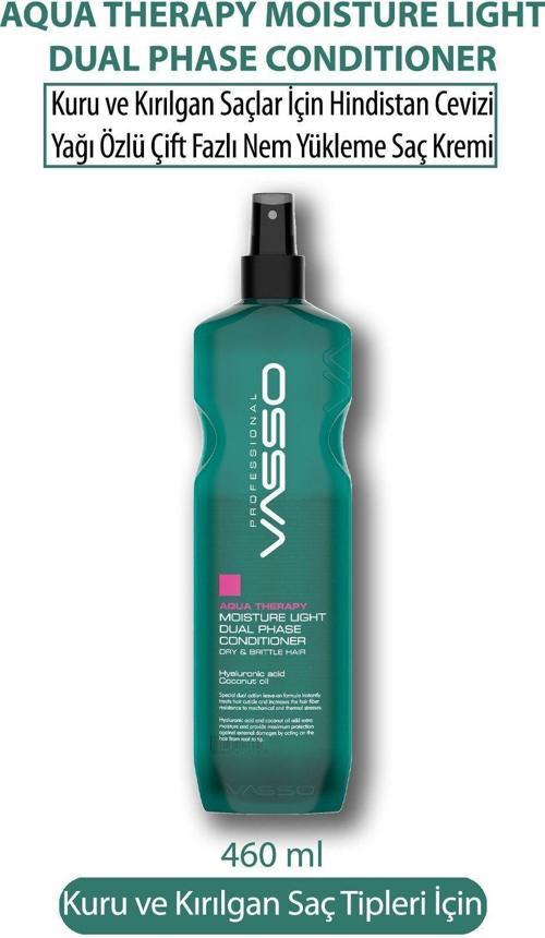 Hindistan Cevizi Yağı Özlü Nem Yükleme Çift Fazlı Durulanmayan Sprey Krem-Vasso Aqua Therapy 460 Ml