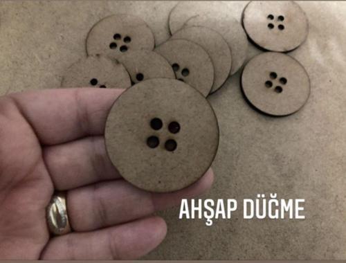 10 Adet Ahşap 3X3 Cm Ebatlı Ahşap Düğme Ham Renk