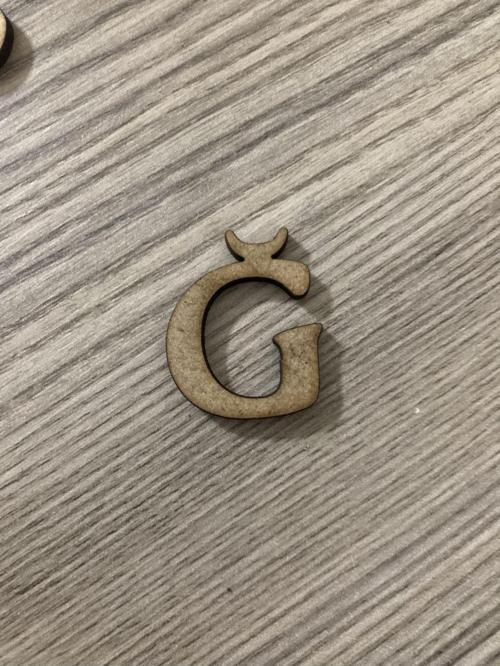 20 Adet 3 Cm Ham Ahşap Ğ Harfi Ham Renk Ğ