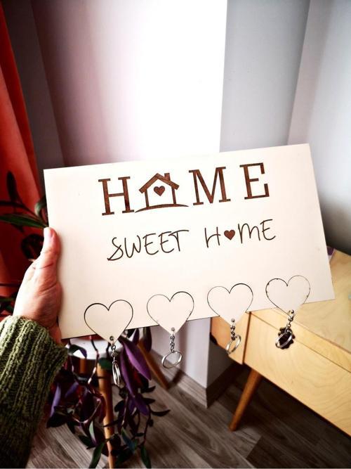 Home Sweet Home Kalp Anahtarlıklı Anahtarlık Askısı