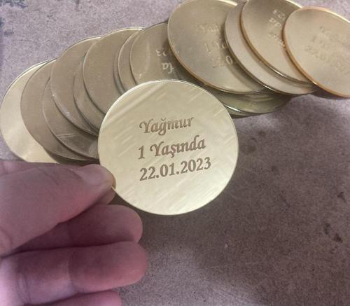 20 Adet Pleksi 7 Cm Yuvarlak Ortalı Yazı
