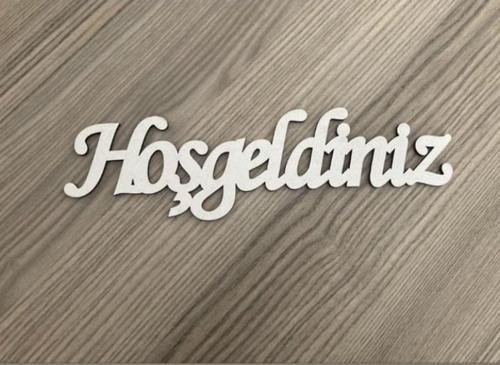 20X3 Cm Ebatlı Beyaz Ahşap Hoşgeldiniz Yazısı