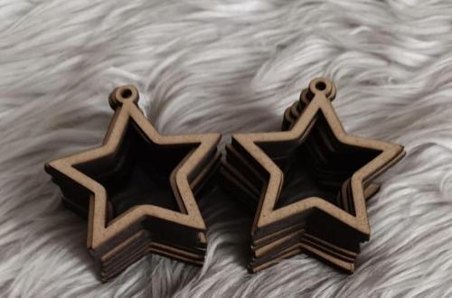 10 Adet Ham Ahşap 7 Cm Yıldız Anahtarlık İçin Yıldız Ahşap Aparatsız