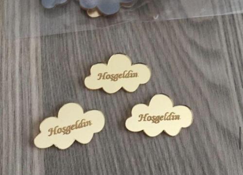 25 Adet Pleksi 3Cm Bulut Etiket Pleksi Bulut Yazılı 3Cm Ebat