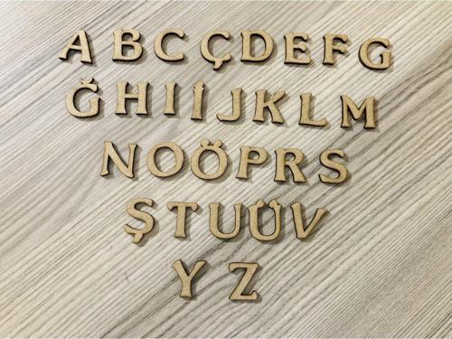3 Cm Ahşap Harf 1 Set Alfabe A Dan Z Ye 1 Takım 29 Harf Ham Renk