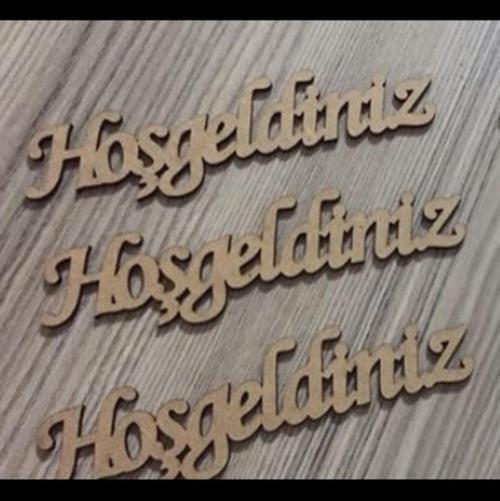 5 Adet Ham Renk 20X3 Cm Ebatlı Hoşgeldiniz Yazısı Ahşap Yazı