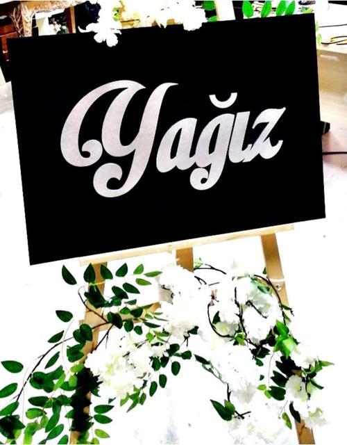 Kişiye Özel 50X70 Cm Siyah Gümüş Karşılama Panosu